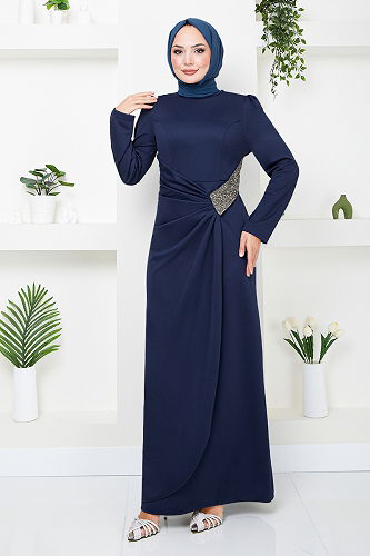moda selvim DRESS 5026SL890-M Navy Blue - Thumbnail