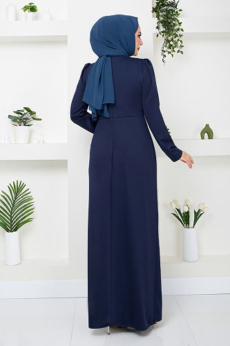 moda selvim الفستان كحلي 5026SL890-M - Thumbnail