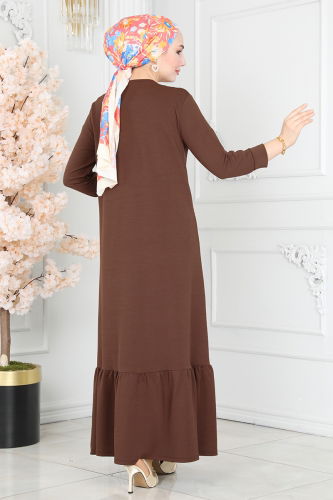 moda selvim Dress 5029TEG847 Brown - Thumbnail