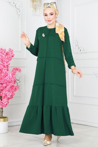 moda selvim Dress 5029TEG847 Emerald - Thumbnail