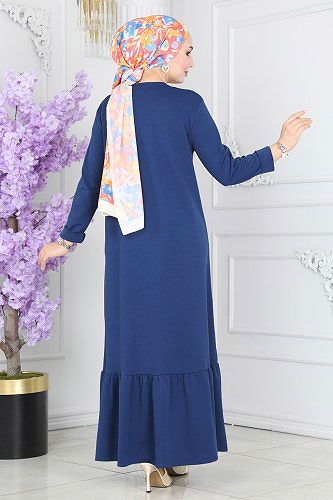 moda selvim الفستان ازرق 5029TEG847 - Thumbnail