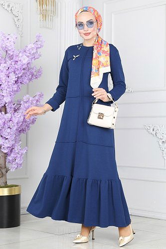 moda selvim الفستان ازرق 5029TEG847 - Thumbnail