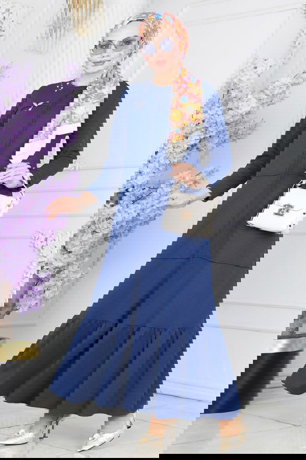 Modaselvim خصم صافٍ20%+20% في سلة التسوق الفستان ازرق 5029TEG847