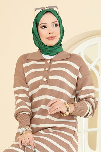 moda selvim Dress 502OZN1046 Biscuit - Thumbnail