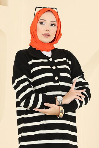 moda selvim الفستان أسود 502OZN1046 - Thumbnail