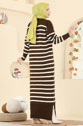 moda selvim Dress 502OZN1046 Brown - Thumbnail