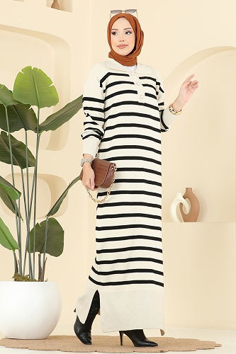 moda selvim Dress 502OZN1046 Ecru - Thumbnail