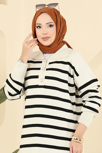 moda selvim Dress 502OZN1046 Ecru - Thumbnail