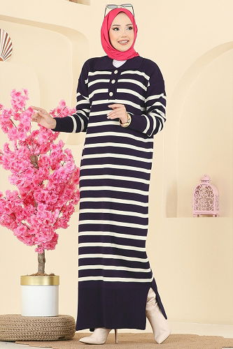 moda selvim الفستان كحلي 502OZN1046 - Thumbnail