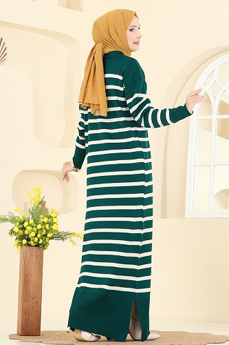 moda selvim Dress 502OZN1046 Petroleum - Thumbnail