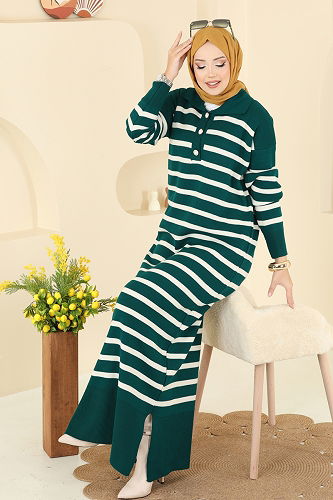 moda selvim الفستان بترولي 502OZN1046 - Thumbnail