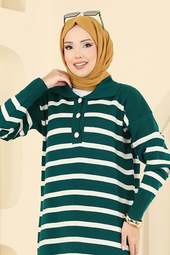 moda selvim الفستان بترولي 502OZN1046 - Thumbnail