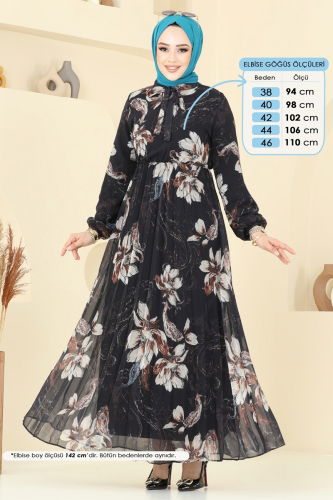 moda selvim الفستان أسود 5035ANT466 - Thumbnail