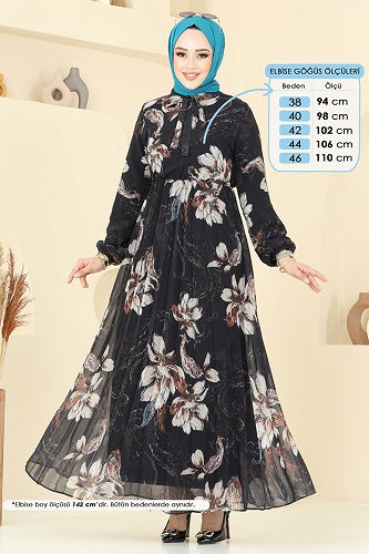 moda selvim الفستان أسود 5035ANT466 - Thumbnail