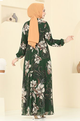 moda selvim Dress 5035ANT466 Emerald - Thumbnail