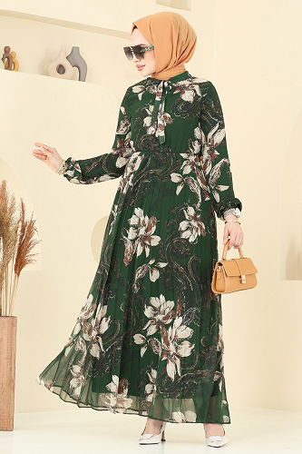 moda selvim الفستان زيتي 5035ANT466 - Thumbnail