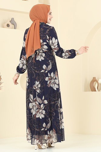 moda selvim Dress 5035ANT466 Navy Blue - Thumbnail