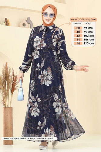 moda selvim الفستان كحلي 5035ANT466 - Thumbnail