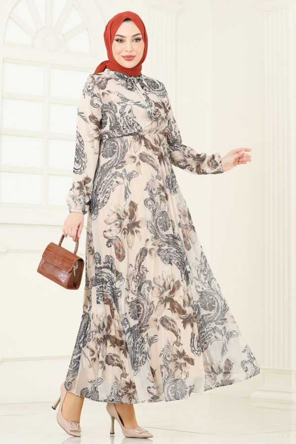 Modaselvim خصم صافٍ20%+20% في سلة التسوق الفستان بيج 5035ANT466