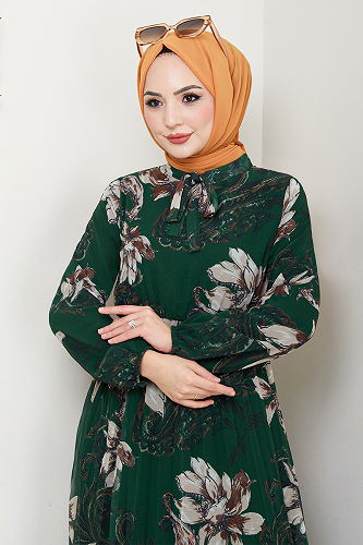 moda selvim الفستان زيتي 5035ANT904-M - Thumbnail