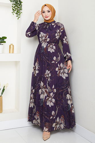 moda selvim Dress 5035ANT904-M Purple - Thumbnail