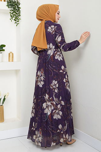 moda selvim الفستان أرجواني 5035ANT904-M - Thumbnail