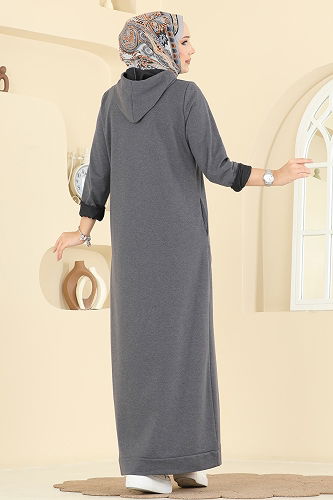 moda selvim Dress 5042UZ662 Anthracite - Thumbnail
