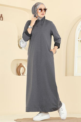 moda selvim Dress 5042UZ662 Anthracite - Thumbnail