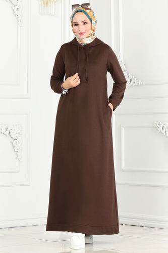 moda selvim DRESS 5042UZ662 Brown - Thumbnail