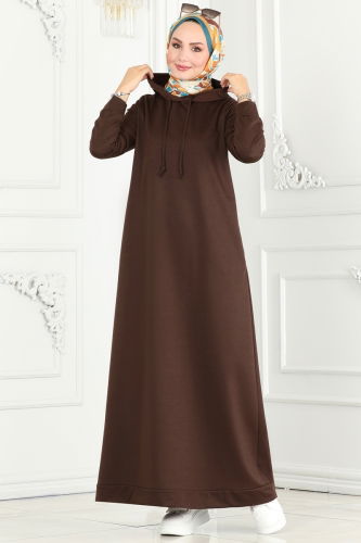 moda selvim DRESS 5042UZ662 Brown - Thumbnail