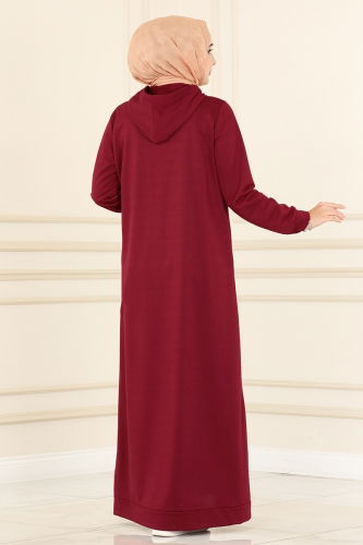 moda selvim DRESS 5042UZ662 Burgundy - Thumbnail