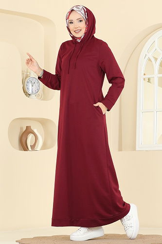 moda selvim الفستان خمري 5042UZ662 - Thumbnail