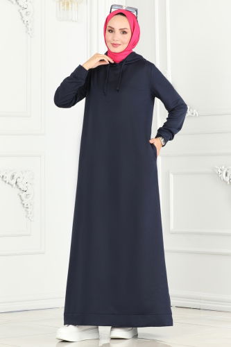 moda selvim Dress 5042UZ662 Navy Blue - Thumbnail