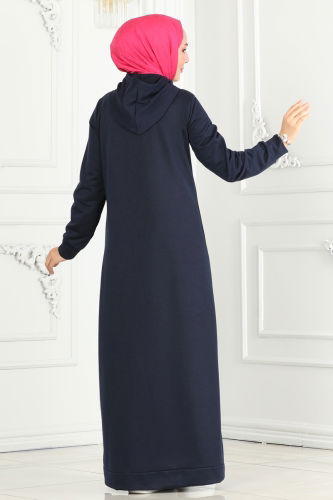 moda selvim Dress 5042UZ662 Navy Blue - Thumbnail