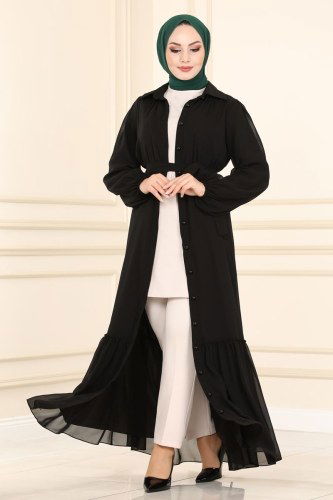 moda selvim Dress 5060AB368 Black - Thumbnail