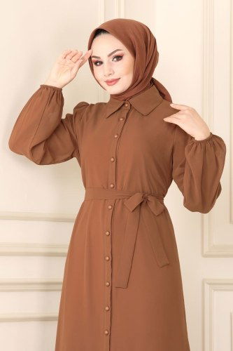 moda selvim Dress 5060AB368 Tan - Thumbnail