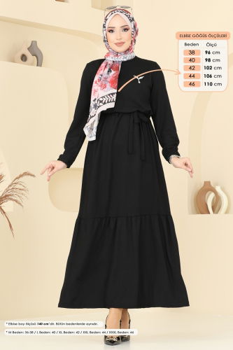 moda selvim الفستان أسود 5061UZ662 - Thumbnail