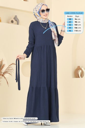 moda selvim Dress 5061UZ662 Navy Blue - Thumbnail