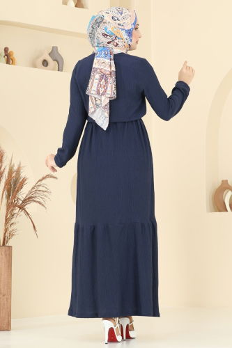 moda selvim Dress 5061UZ662 Navy Blue - Thumbnail