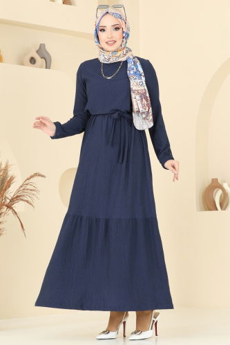 moda selvim Dress 5061UZ662 Navy Blue - Thumbnail