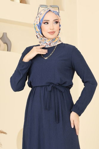 moda selvim Dress 5061UZ662 Navy Blue - Thumbnail