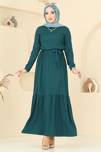 moda selvim Dress 5061UZ662 Petroleum - Thumbnail