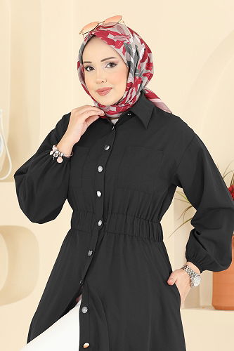 moda selvim Dress 5071DNZ1187 Black - Thumbnail