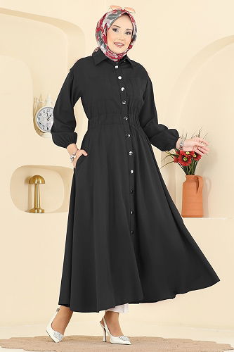 moda selvim الفستان أسود 5071DNZ1187 - Thumbnail