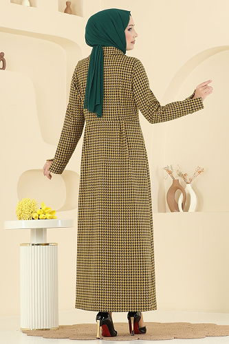 moda selvim Dress 5081ERK1158 Mustard - Thumbnail