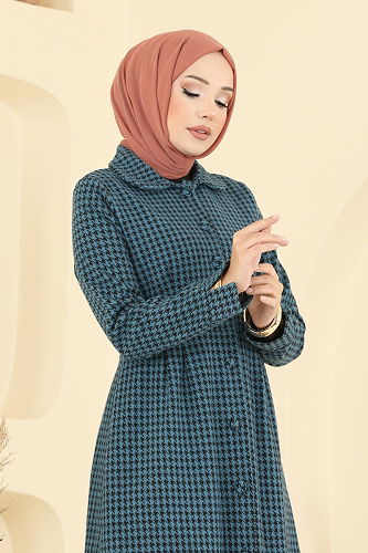 moda selvim الفستان بترولي 5081ERK1158 - Thumbnail