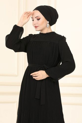 moda selvim Dress 5092AL357 Black - Thumbnail