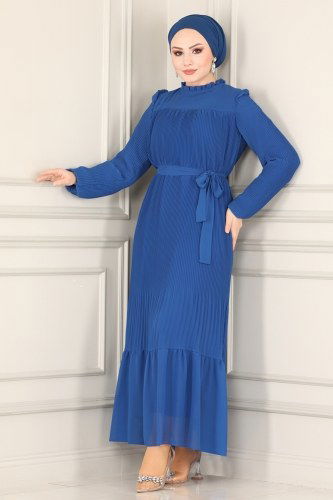 moda selvim Dress 5092AL357 Saxe - Thumbnail