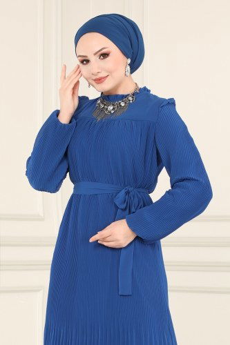 moda selvim 5092AL357 ازرق فستان - Thumbnail
