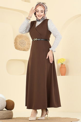 moda selvim DRESS 5095ERK1158 Brown - Thumbnail